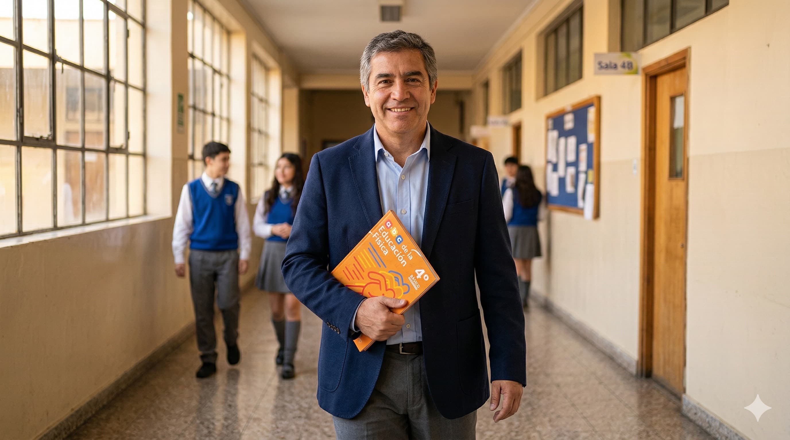 Director de colegio en ambiente escolar